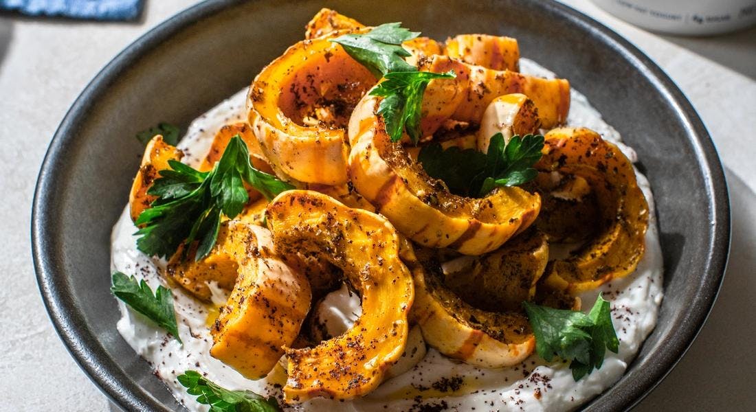 Roasted Winter Squash with Garlicky Skyr