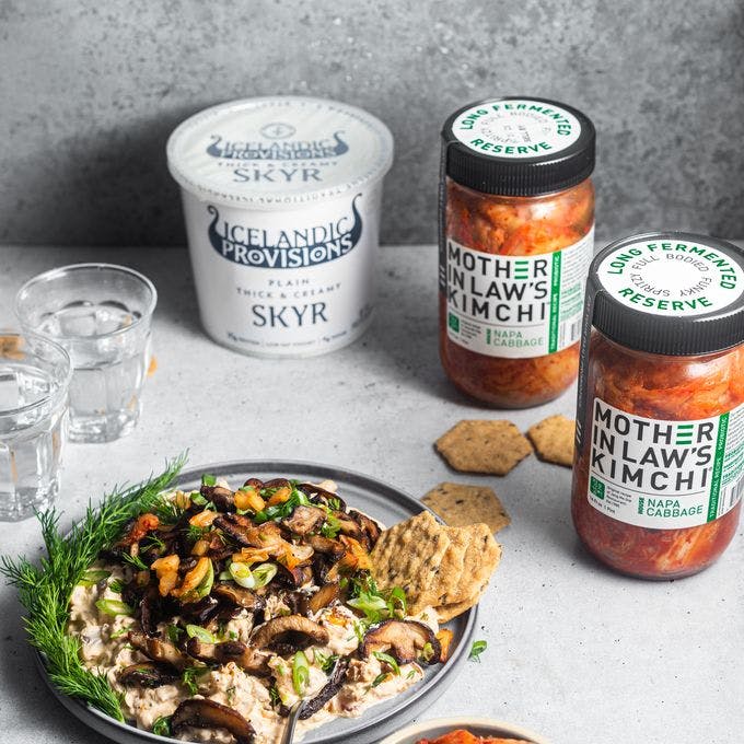 Cover Image for Crispy Seared Mushrooms with Kimchi Skyr