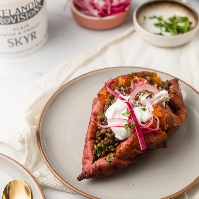 Cover Image for Stuffed Sweet Potatoes with Lentils and Skyr