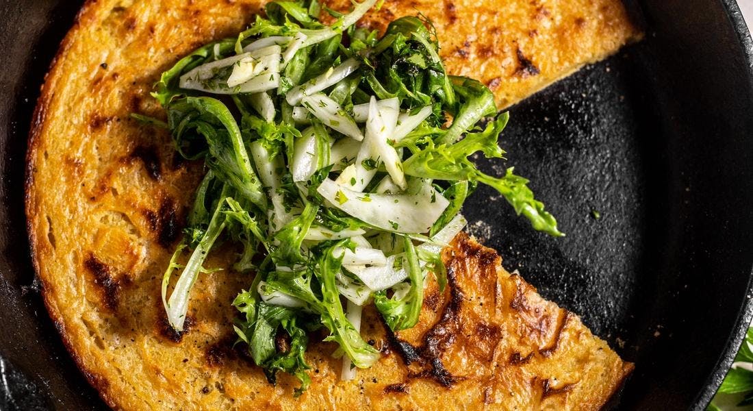 Chickpea Pancakes with Herb Salad